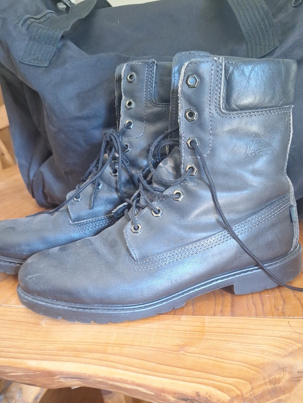 Heavy Black Leather Lace-Up Men's Tactical Boots